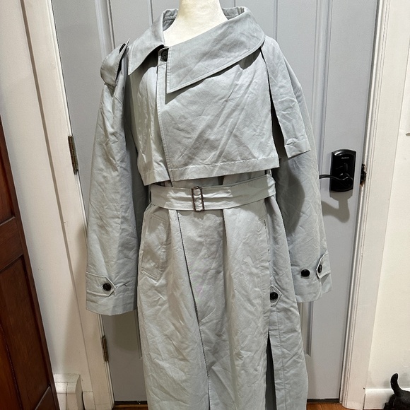 Seokwoon Yoon designer lined belted distorted trench coat size medium